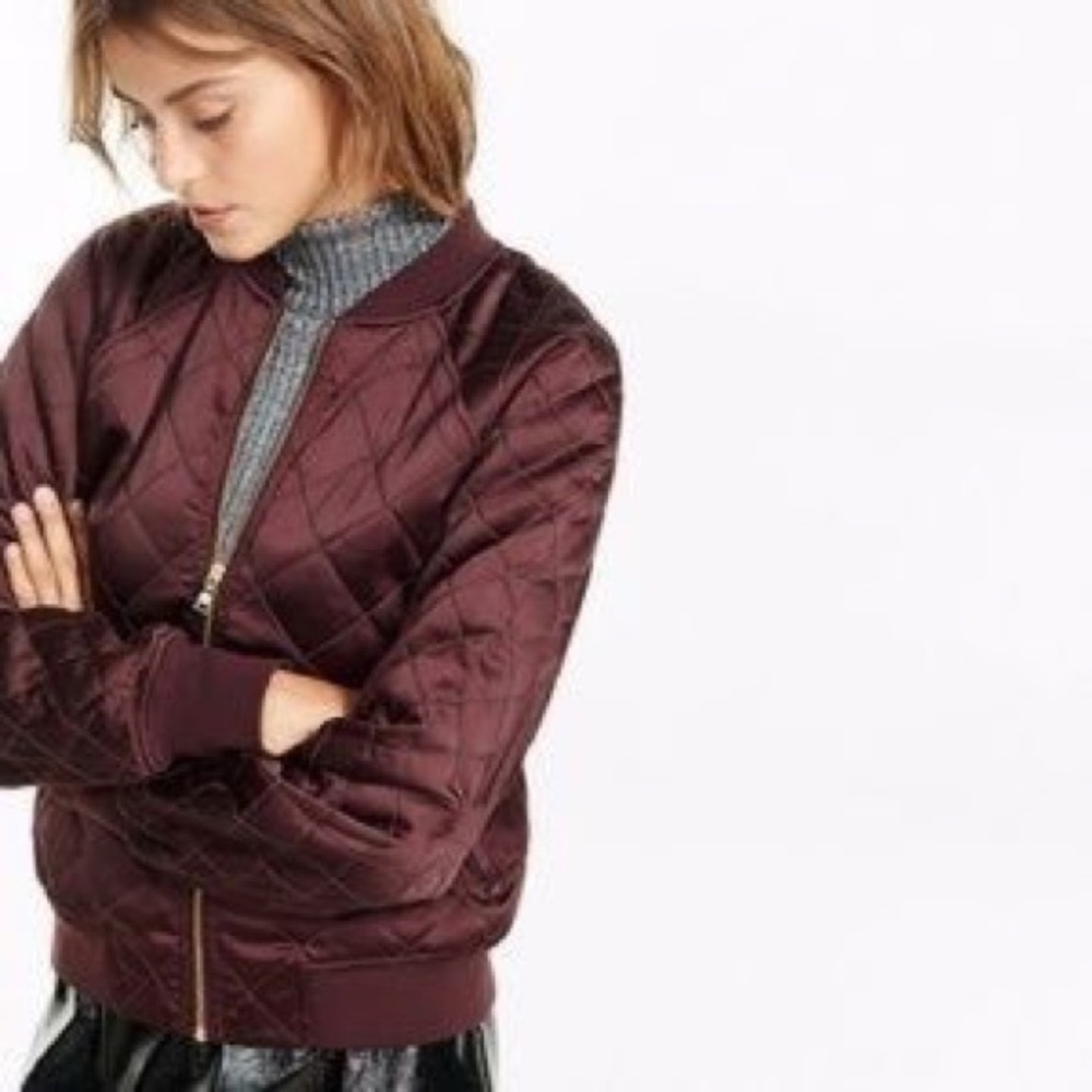 Express Quilted Bomber Jacket with Gold Hardware